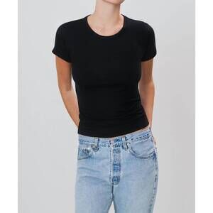 NEW ETERNE fitted crewneck short sleeve t-shirt in black